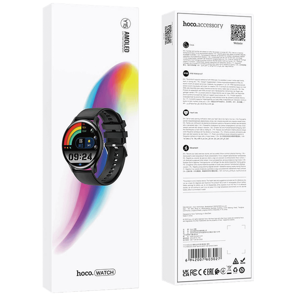 hoco. Pametni sat, 1.43" AMOLED, Bluetooth, IP68 - Y15 Black slika 3