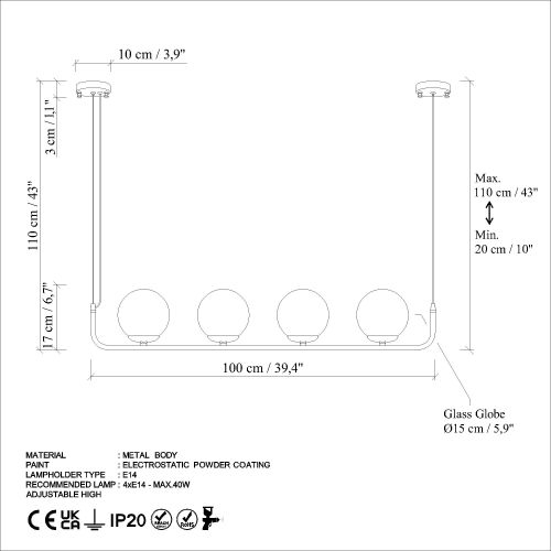 Opviq Luster EMERSYN, crna boja slika 7