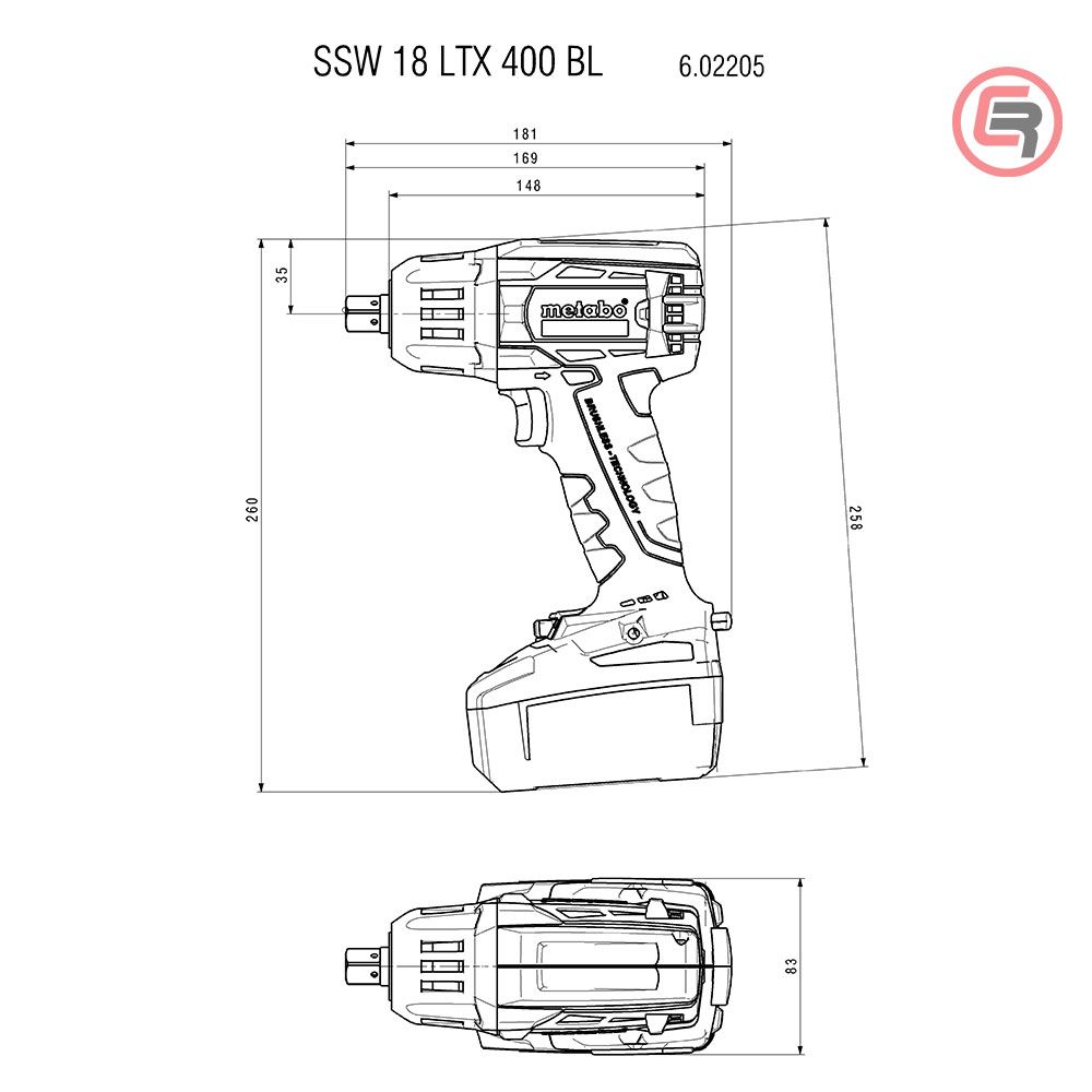 Metabo Odvijač Udarni Aku SSW 18 LTX 400 BL - 1/2"  (bez baterije i punjača) - 602205890 slika 5