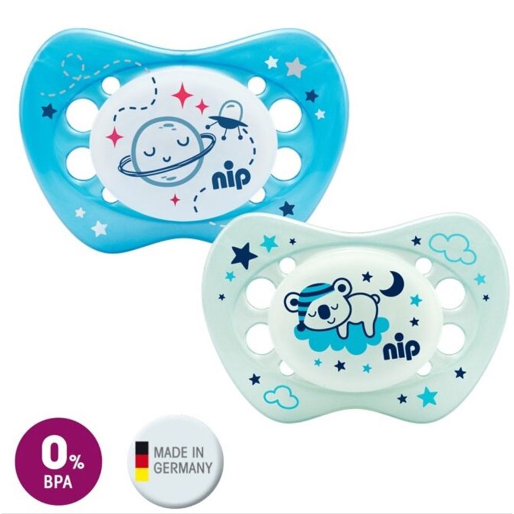 nip® Duda varalica Night 0-6mj (veličina 1) - Silikon, 2kom Plava, Mint slika 1