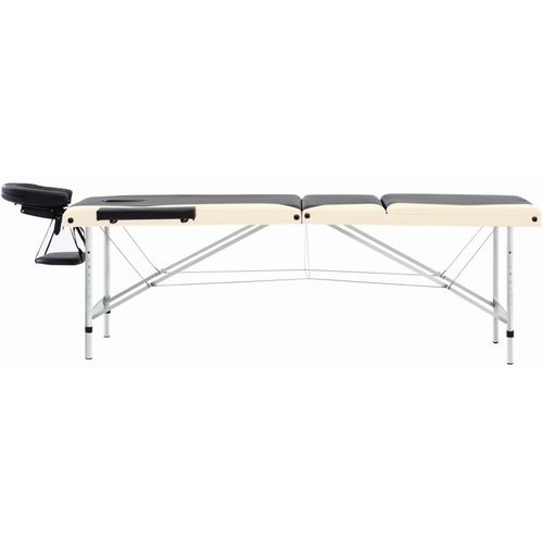Sklopivi masažni stol s 3 zone aluminijski crno-bež slika 12