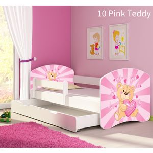 Dječji krevet ACMA s motivom, bočna bijela + ladica 160x80 cm - 10 Pink Teddy Bear