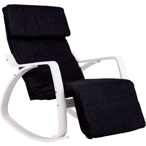Stolica za ljuljanje s osloncom za noge crno - bijela slika 1
