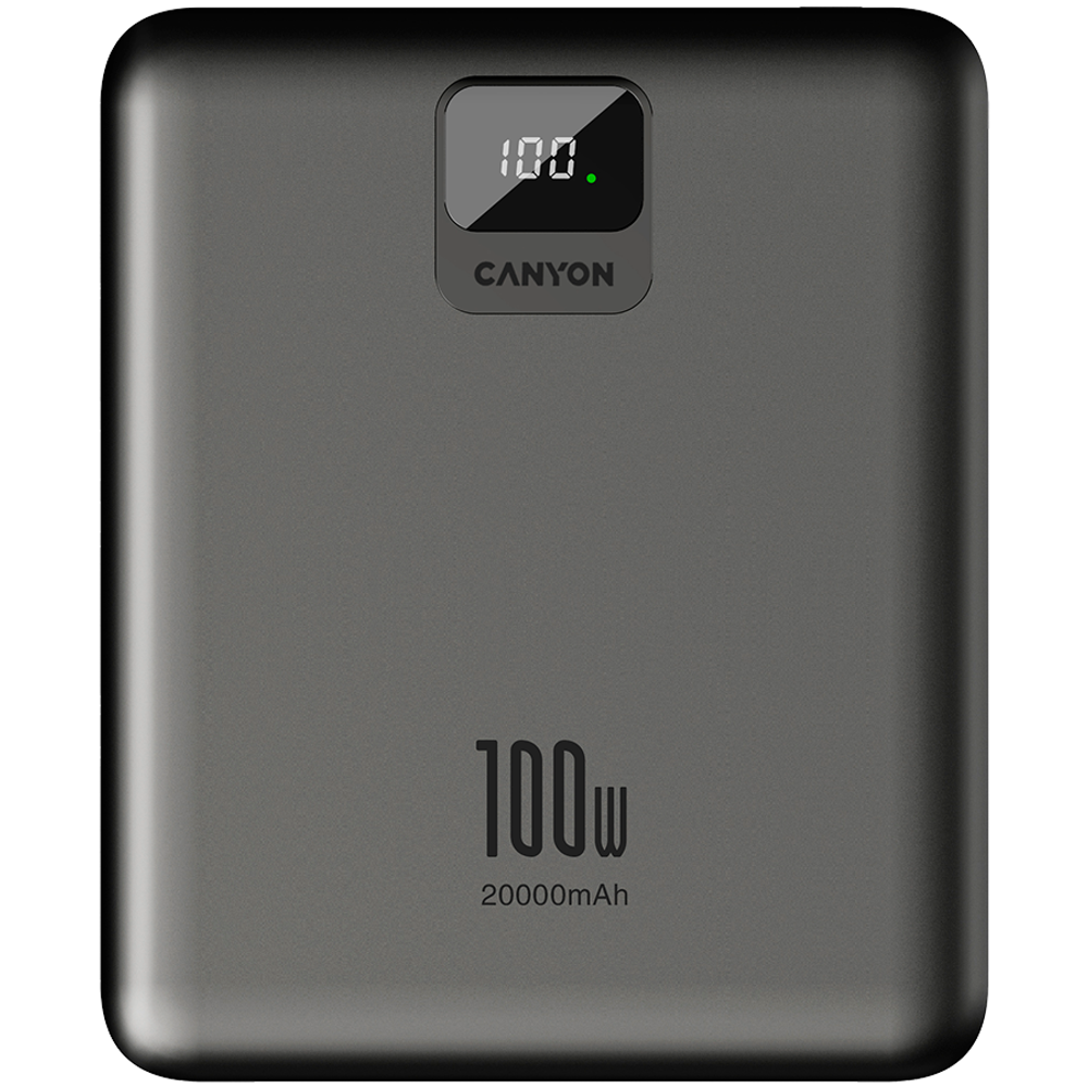 CANYON power bank PB-2008 LED FLAT 20000 mAh PD100W QC3.0 Dark Grey slika 2