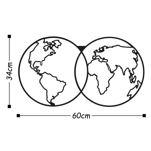 Wallity Metalna zidna dekoracija, World Map slika 3