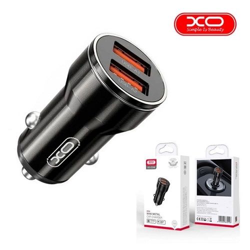 XO Auto punjač metalni CC48 2.4A 2*USB crni slika 1