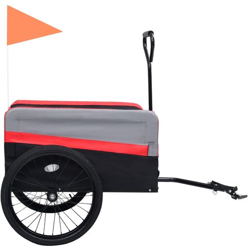2-u-1 XXL teretna prikolica i kolica za bicikl crveno-sivo-crna slika 12
