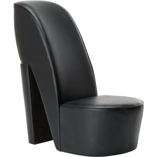 Stolica u obliku visoke pete od umjetne kože crna slika 29