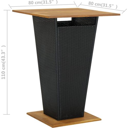 Barski stol crni 80x80x110 cm poliratan i masivno drvo bagrema slika 11