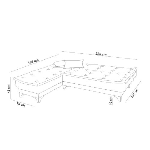 Kelebek Köşe Left - Sea Green Sea Green Corner Sofa-Bed slika 7