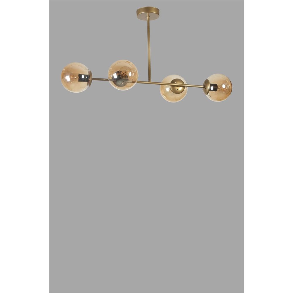 Eskitme Bal Camlı 4 Lü Avize - Amber Gold Black slika 4