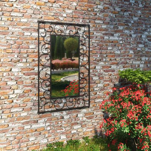 Vrtno zidno ogledalo pravokutno 50 x 80 cm crno slika 17
