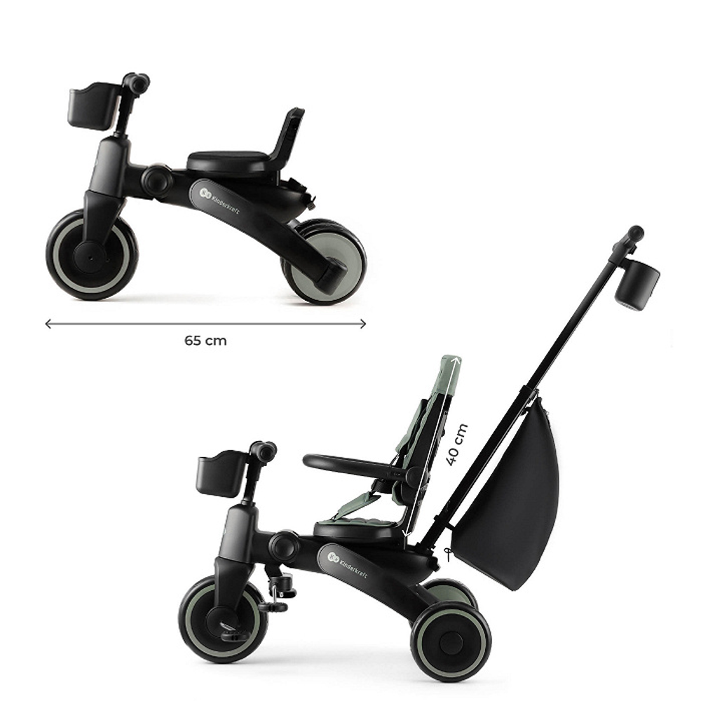 Kinderkraft Sklopivi rotirajući tricikl 5U1 Jazz 2, Grey/Green - OŠTEĆENA AMBALAŽA slika 14