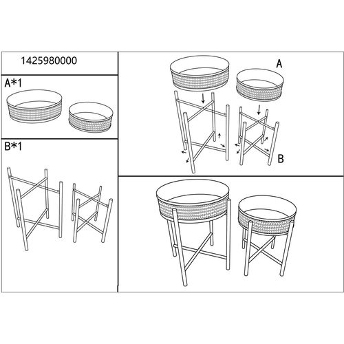 Mauro Ferretti Stol fuji set 2 kom cm ø 40x50-35x40 slika 8