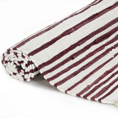 Ručno tkani tepih Chindi od pamuka 120 x 170 cm bordo-bijeli slika 18