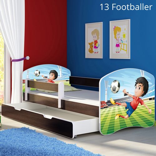 Dječji krevet ACMA s motivom, bočna wenge + ladica 140x70 cm 13-footballer slika 1