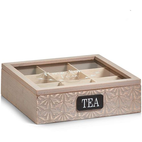 Zeller Kutija za vrećice za čaj, drvo-MDF-staklo, 24x24x8 cm, 15115 slika 2
