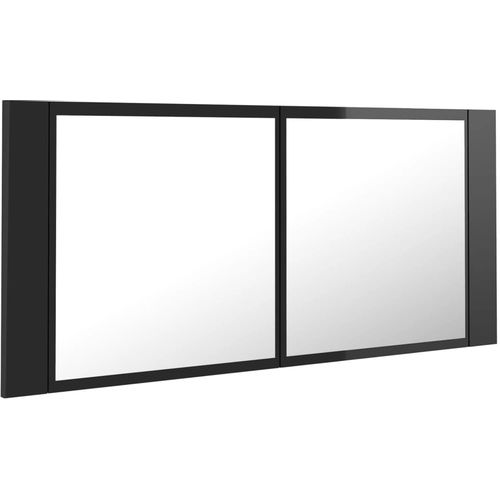 LED kupaonski ormarić s ogledalom visoki sjaj crni 100x12x45 cm slika 16