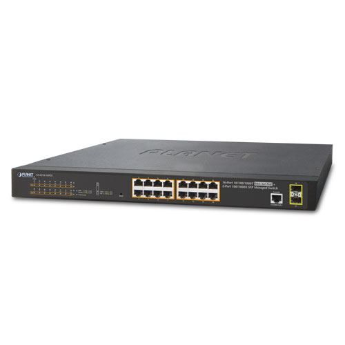 Planet 18-Port Managed Rackmount 802.3at Switch (16x RJ45 Gbe 30W port PoE (220W) 2x 100 1000X SFP slika 1