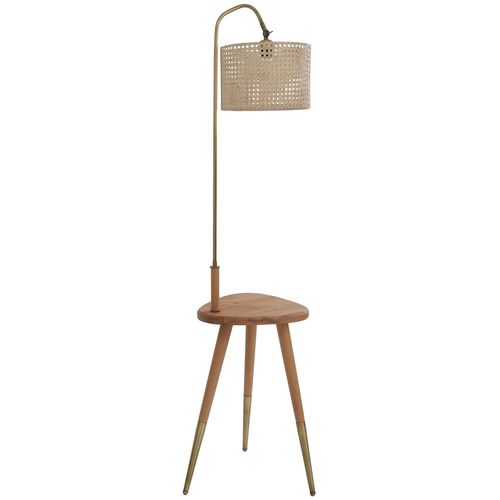 Demet Naturel Eskitme Lambader Silindir Rattan Abajurlu Copper Floor Lamp slika 2