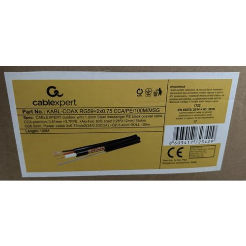 KABL-COAX-RG59+2X0.75 CCA/PE/100M/MSG Outdoor Koaksialni kabl sa napojnim kablom 2x0,75 + SAJLA 100m slika 3