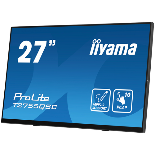 IIYAMA T2755QSC-B1 Monitor 27” Optical Bonded PCAP 10pt IPS Edge to edge glass 2560 x 1440 @75Hz 400 cd/m² HDMI DP USB Hub Tilt angle 15° up; 70° down slika 3