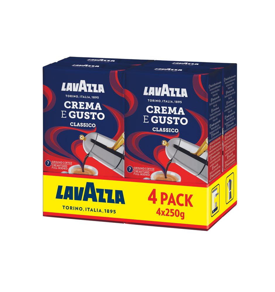 LavAzza Crema e Gusto Coffee, Classico Ground, 4 Pack, 4 x 250g