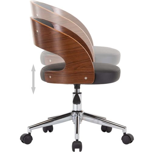 Okretna uredska stolica od savijenog drva i umjetne kože crna slika 6