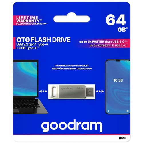 Memorija USB GoodDrive ODA3 3.2 64GB, USB-C, USB-A slika 1
