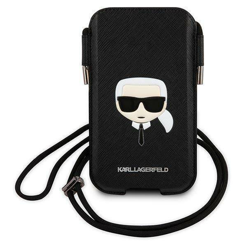 Torbica Karl Lagerfeld Pouch Pu Saffiano Karl Head Large za telefone do 6,7 crna ( KLHCP12LOPHKHK) slika 1