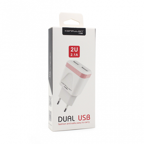 Kucni punjac KONFULON C31+S05 2xUSB 5V 2.1A sa iPhone lightning kablom beli slika 1