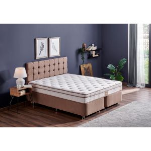 Helen - Light Brown (160 x 200) Light Brown Double Mattress, Base & Headboard