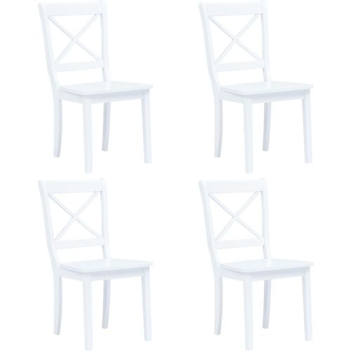 Blagovaonske stolice od masivnog drva kaučukovca 4 kom bijele slika 26