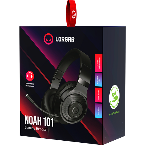 LORGAR Noah 101, Gaming headset with microphone, 3.5mm jack connection, cable length 2m, foldable design, PU leather ear pads, size: 185*195*80mm, 0.245kg, black slika 7