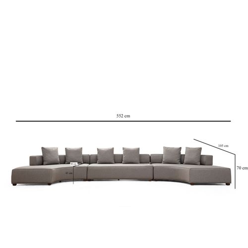 Gondol-3 (CHL-SOL-O3-CHL-SAĞ) - Ugao Sofa u Boji Sive slika 4