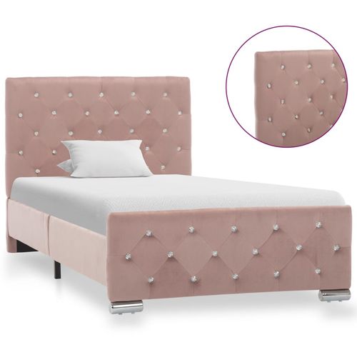 Okvir za krevet ružičasti baršunasti 90 x 200 cm slika 2