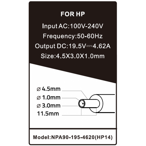 NPA90-195-4620 (HP14) ** Gembird punjac za laptop 90W-19.5V-4.62A, 4.5x3.0mm blue PIN (1053) slika 2