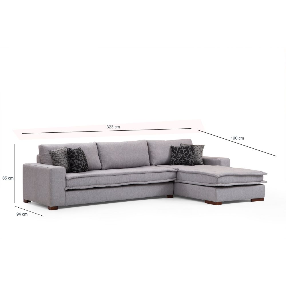 Lena Kutna Sofa Desna (L3+Chl) - Svijetlo Siva slika 8