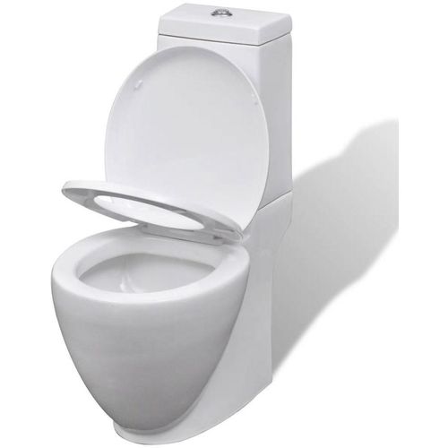 Keramička okrugla toaletna školjka s protokom vode bijela slika 4