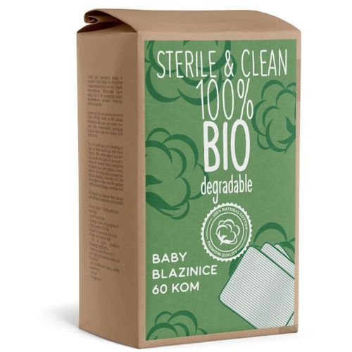 STERILE & CLEAN 100% BIO DEGRADABLE, BABY BLAZINICE 60 KOM slika 1