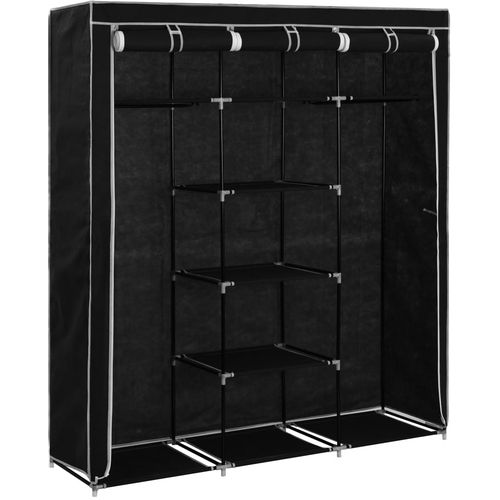 282453 Wardrobe with Compartments and Rods Black 150x45x175 cm Fabric slika 6