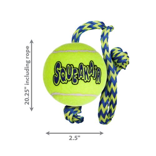 KONG Igračka za psa, SqueakAir Ball w/rope, Medium, zvučna, 53x7x7cm slika 4