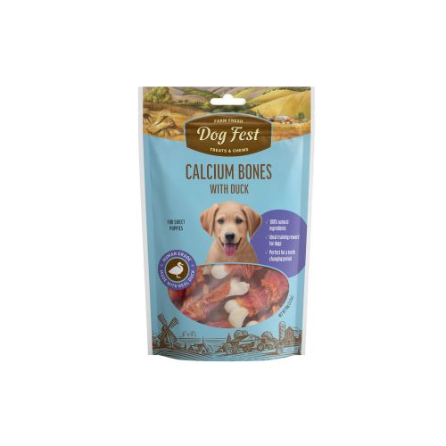 Dog Fest Duck Calcium Bones, poslastica za štence s pačetinom, 90 g slika 1