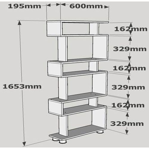 Woody Fashion Polica za knjige BLOK, Blok - White, Walnut slika 4