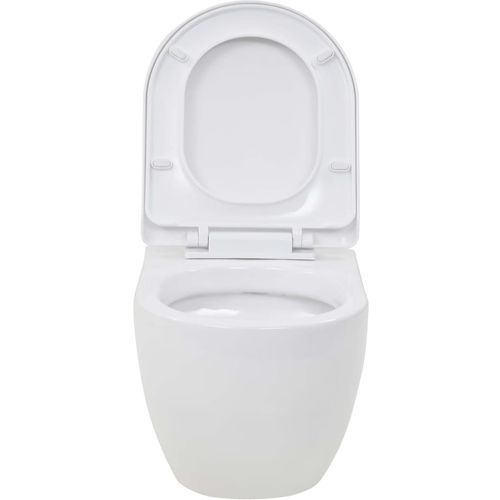 Zidna toaletna školjka s ugradbenim vodokotlićem keramička bijela slika 29