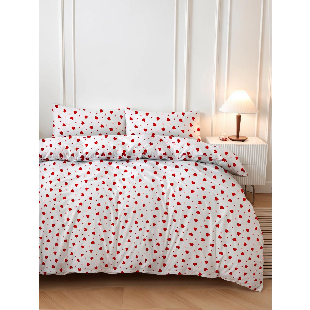Set posteljine King (FR) Love Heart - Crvena i Bijela slika 1