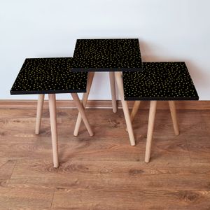 Nesting Table 3Shp250 - Set od 3 komada u crnoj i zlatnoj boji