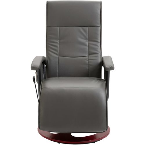 Masažna fotelja od umjetne kože siva slika 3