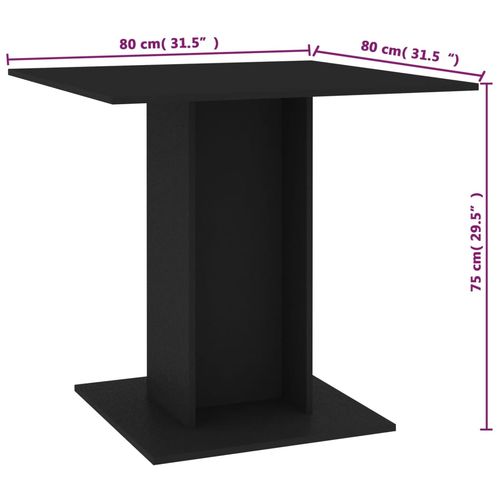 Blagovaonski stol crni 80 x 80 x 75 cm od iverice slika 21