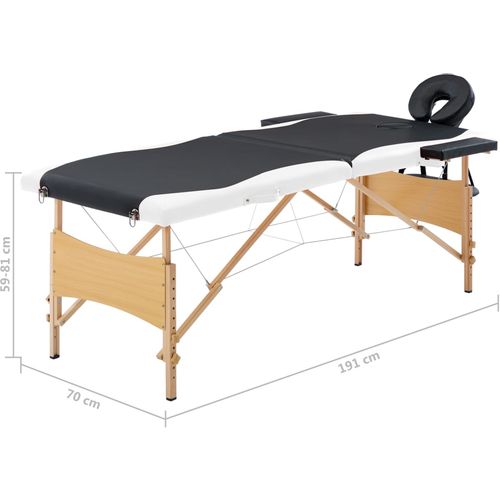 Sklopivi masažni stol s 2 zone drveni crno-bijeli slika 29